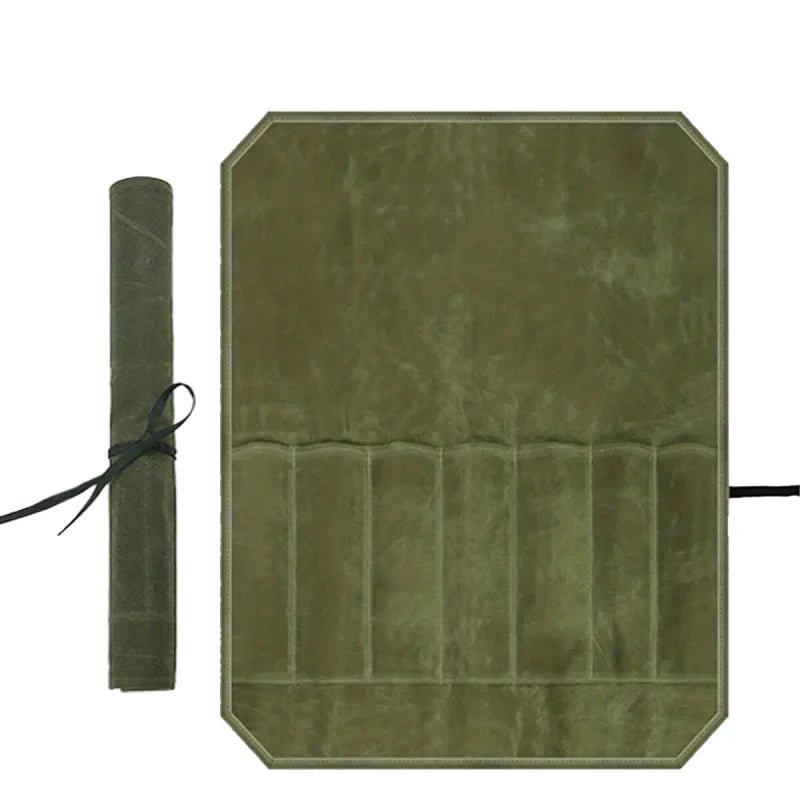 pochette range couvert en tissu vert khaki 6